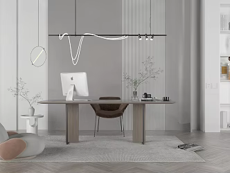 Modern desk chair desk chair combination 3d model