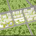 Aerial View Planning of Modern Residential Community With Green Spaces and Building Layout