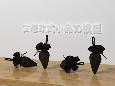 Antique European Style Decorative Ornament Set 3D Model Display on Wooden Shelf 3d model