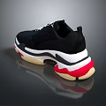 Trendy Black Sneakers With White Red Beige Chunky Sole And Modern Sporty Design