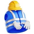 Modern cartoon reflective vest icon safety helmet 3d model