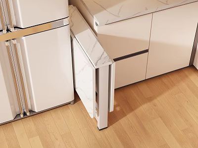 Modern Kitchen Interior With White Cabinets Marble Countertop And Wooden Floor 3d model