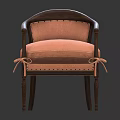 Cozy Single Sofa With Wooden Armrests Light Orange Cushion And Ribbon Ties