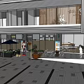 Modern Commercial Street With Stylish Storefronts Pedestrian Walkway And Outdoor Decorative Plants
