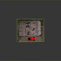 Stylish Game Movie Characters in Red Uniform with Classic Red Truck near Garage Building