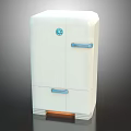 White Refrigerator Freezer With Blue Handles And Orange Base Logo Design