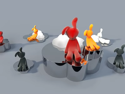 Flannel Art Device Rabbit Rabbit Ornaments Year of the Rabbit New Year Trendy Play Flannel Muppet Year of the Rabbit 3d model