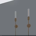 Three Modern Wall Sconces With Sleek Metal Design Mounted On Light Wall 3d model