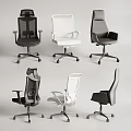 Modern Office Chairs With Various Designs Black White Colors And Rolling Wheels