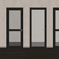 Modern Interior Doors With Black Frames And Various Glass Textures On Light Floor 3d model