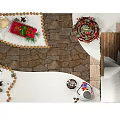 Festive Christmas Scene With Red Barn Snowman Decorated Tree Sleigh And Reindeer Ornaments