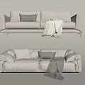 Cozy Light Colored Two Seater Sofa With Soft Cushions And Warm Blanket 3d model