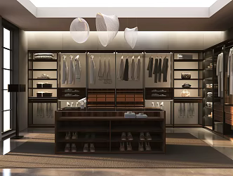 poliform Modern Cloakroom Wardrobe Open Wardrobe Island Table 3d model