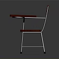 Wooden Study Chair With Attached Writing Desk And Metal Frame