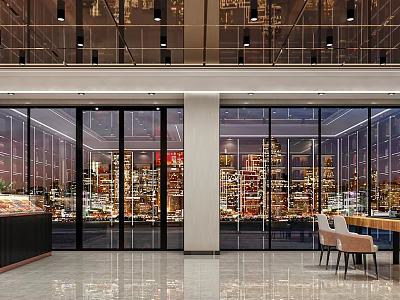 Modern Tobacco And Liquor Store With Glass Windows City View And Elegant Interior 3d model