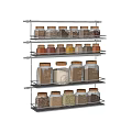 Kitchen Glass Spice Jars With Sealed Lids On Stainless Steel Storage Rack
