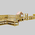 Kindergarten Wooden Play Furniture Featuring Playhouse Shaped Stations And Activity Tables