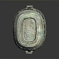 Ancient Bronze Vessel Sculpture With Intricate Carved Patterns And Dual Handles