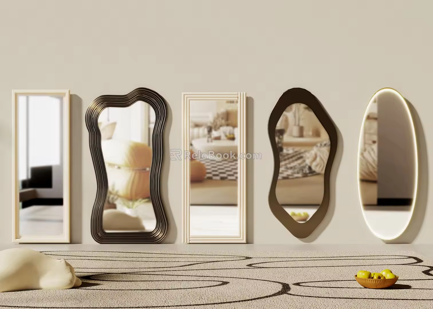 Mirror decorative mirror full-length mirror shaped mirror 3d model