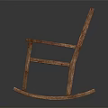 Rustic Wooden Rocking Chair With Comfortable Armrests And Solid Wood Construction 3d model