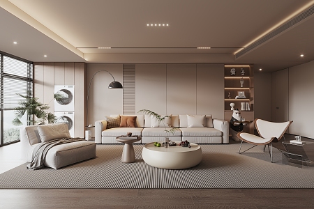 modern living room cream living room 3d model