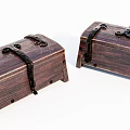 Vintage Wooden Chests With Metal Locks And Textured Wood Design
