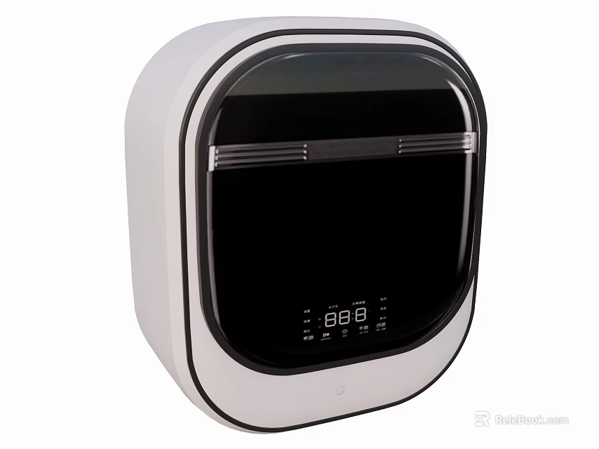 Modern White And Black Washing Machine With Digital Display And Sleek Design 3d model 
