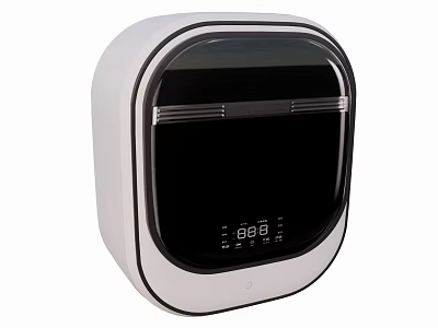 Modern White And Black Washing Machine With Digital Display And Sleek Design 3d model