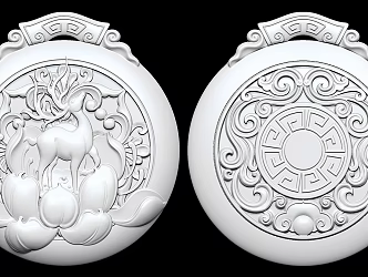 New Chinese Sculpture Sika Deer Safe Voyback Pendant 3d model