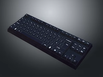 Modern Black Keyboard with LED Backlit Keys and Ergonomic Design for Office Use 3d model