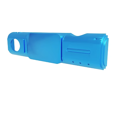 Blue Mechanical Component With Circular Hole And Structured Design For Industrial Applications 3d model