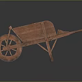 Antique Wooden Wheelbarrow With Single Wheel Wooden Body And Classic Handles Design
