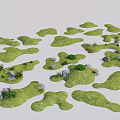 Garden Miniature Landscapes Featuring Green Grassy Patches Rocks And Small Plants