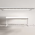 White Retractable Ceiling Mounted Clothes Hanger With Drying Rack And Adjustable Structure 3d model