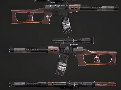 Tactical Rifles With Wooden Stock Metal Components Scope And Magazine 3d model