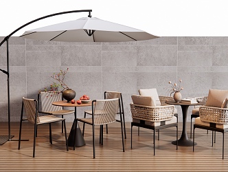 Modern Rattan Outdoor Table and Chair Leisure Table and Chair Negotiation Table and Chair Vase Jewelry Ornaments 3d model