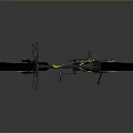 Black Sandman Bicycle with Yellow Stripes and Large Tires on Gray Background