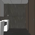 Modern Public Restroom Design With Marble Walls Washbasins Mirrors And Elegant Lighting