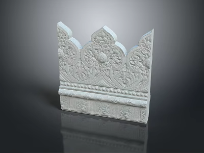 White Classical Carved Decoration Featuring Intricate Floral And Leaf Patterns 3d model