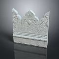 White Classical Carved Decoration Featuring Intricate Floral And Leaf Patterns 3d model