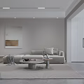 Modern Open Living Dining Space With TV Sofa Dining Table And Cabinet Lighting 3d model