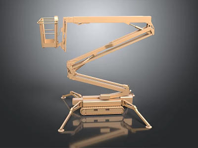 Golden Aerial Work Platform With Articulating Boom Tracked Chassis And Work Basket 3d model