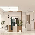 Modern Clothing Store Interior With Mannequins Stylish Outfits Display Racks And Green Plants