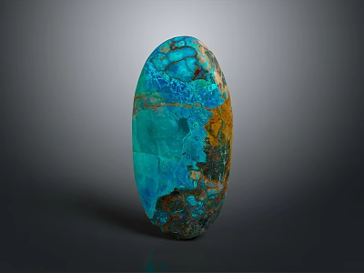 Polished Natural Stone with Oval Shape Turquoise Blue Orange Patterns and Unique Textured Surface 3d model