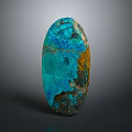 Polished Natural Stone with Oval Shape Turquoise Blue Orange Patterns and Unique Textured Surface