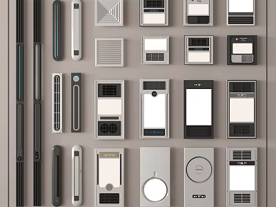 Different Types Of Smart Home Control Devices With Modern Interface Panels 3d model
