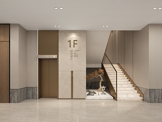 Modern elevator stairwell 3d model