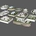 Commercial Architectural Model Equipment With Various Shapes White Buildings And Green Bases