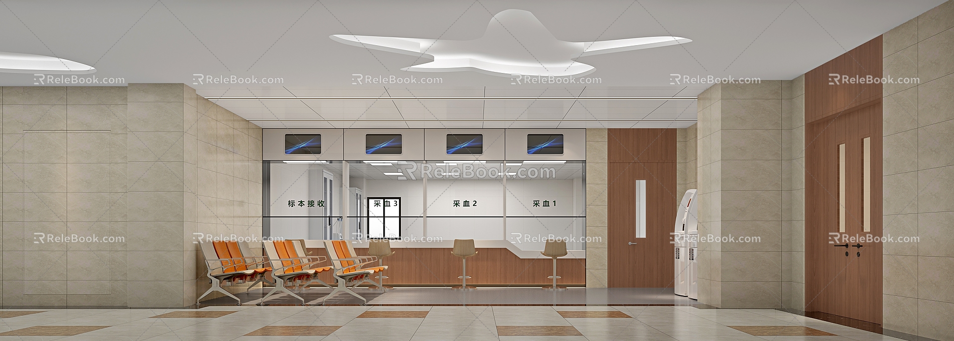 Modern Blood Collection Hall Hospital Blood Collection Hall 3d model