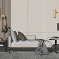 Modern White Chaise Lounge With Cushions Throw Blanket And Wooden Accent Wall